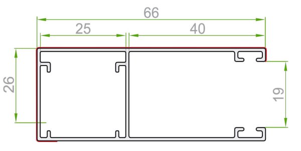 Aluminium Führungsschiene 66mm